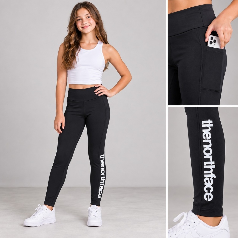 The North Face Black Never Stop Tights Girl's 12 Large Athleisure Gorpcore Gym